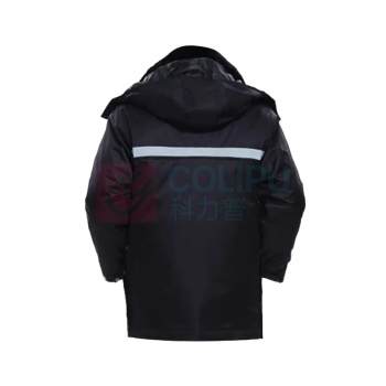 安赛瑞 保安大衣 门卫巡逻劳保防寒服 中长 高亮反光 3F01535 190 码 (黑色)