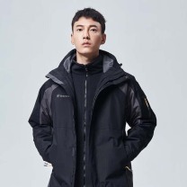 探路者 TOREAD 冲锋衣 秋冬情侣三合一抓绒可脱卸两件套登山服 防水透湿防寒服 户外保暖防风外套TAWWCK91921 黑色 XL