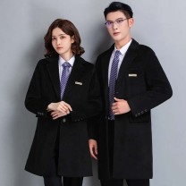 谦创诚 秋冬毛呢职业装呢子大衣男售楼部修身中长款正装工作服呢子外套QCC-TDY-804黑色(男款加绒)