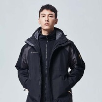探路者 TOREAD 冲锋衣 秋冬情侣三合一抓绒可脱卸两件套登山服 防水透湿防寒服 户外保暖防风外套TAWWCK91921 黑色