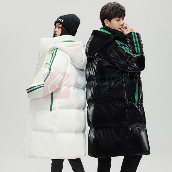 雪中飞 羽绒服女 韩版宽松可拆卸帽 183/XS (白绿色)