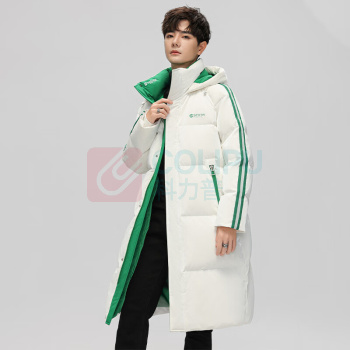 雪中飞 羽绒服女 韩版宽松可拆卸帽 183/XS (白绿色)