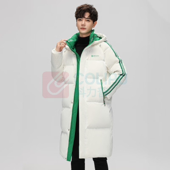 雪中飞 羽绒服女 韩版宽松可拆卸帽 183/XS (白绿色)