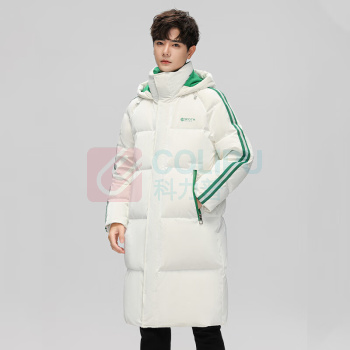 雪中飞 羽绒服女 韩版宽松可拆卸帽 183/XS (白绿色)
