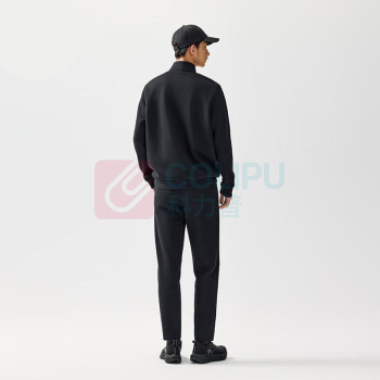 安踏 易打理运动套装 长袖长裤两件套 952537204 3XL (基础黑)