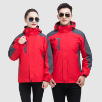 AETEL 户外冲锋衣工作服男女秋冬保暖三合一两件套外套外卖快递员仓储防风工装 GYJ-9808冲锋衣 (红色) 可现做logo