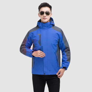 AETEL 户外冲锋衣工作服男女秋冬保暖三合一两件套外套外卖快递员仓储防风工装 GYJ-9808冲锋衣 (宝蓝) 可现做logo
