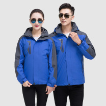 AETEL 户外冲锋衣工作服男女秋冬保暖三合一两件套外套外卖快递员仓储防风工装 GYJ-9808冲锋衣 (宝蓝) 可现做logo