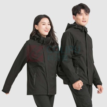 AETEL 冲锋衣男三合一银狐绒加厚保暖两件套户外服防污纯色外套登山服 A-HT-220807 (藏蓝男女款)