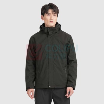 AETEL 冲锋衣男三合一银狐绒加厚保暖两件套户外服防污纯色外套登山服 A-HT-220807 (藏蓝男女款)