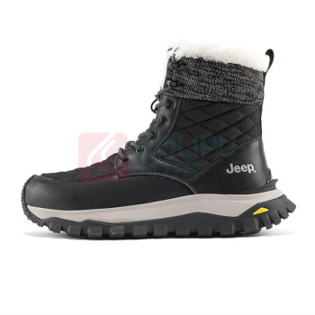 Jeep 雪地靴 棉鞋防滑高帮加绒 黑色 41