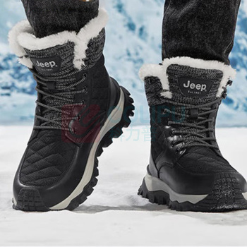 Jeep 雪地靴 棉鞋防滑高帮加绒 黑色 41
