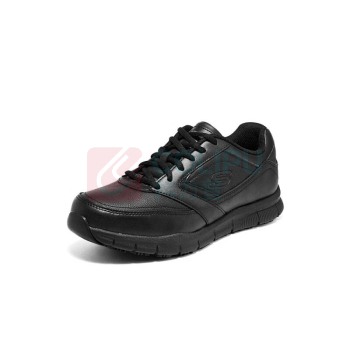 斯凯奇 Skechers 皮鞋男商务休闲鞋男低帮系带缓震软底耐磨通勤男鞋77156 BLK 43