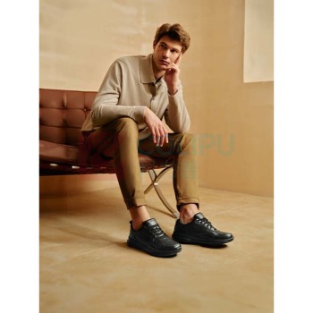 斯凯奇 Skechers 男士绑带商务休闲鞋透气耐磨210835 全黑色BBK 43