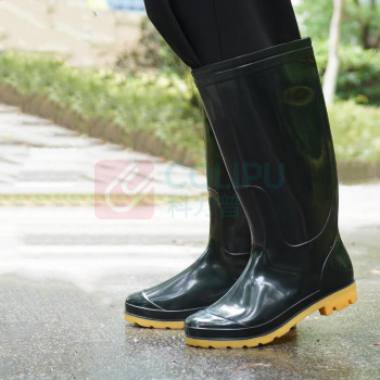 安赛瑞 高筒雨鞋 耐磨牛筋底 防汛钓鱼雨靴劳保胶鞋 3G00414 40 (黑色)