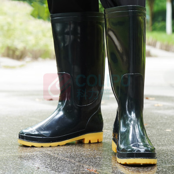 安赛瑞 高筒雨鞋 耐磨牛筋底 防汛钓鱼雨靴劳保胶鞋 3G00414 40 (黑色)