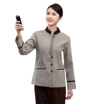 耐典 保洁服长袖工作服上衣春秋装酒店宾馆客房服务员物业阿姨保洁服 L (灰色)