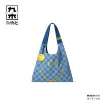 九木杂物社 MG SHOP Smiley格纹托特购物包-蓝色 (多色)