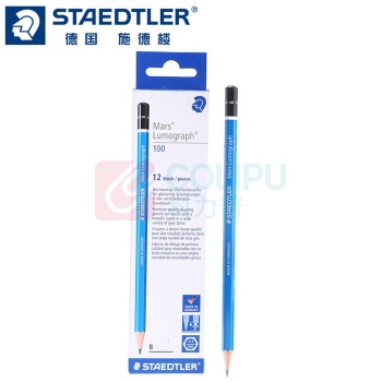 施德楼 STAEDTLER 德国施德楼（STAEDTLER）素描铅笔100蓝杆专业绘图绘画学生速写工具-B（12支装） B