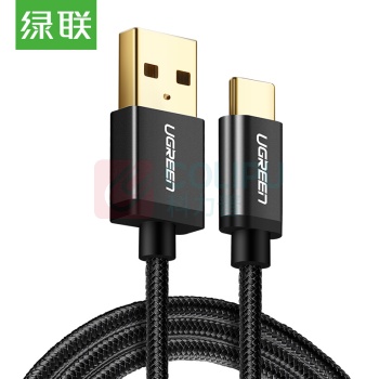 绿联 UGREEN 绿联 Type-C数据线 安卓手机充电线 USB-C快充转接头充电器电源线 支持华为P20/Mate20荣耀8 1米 40989深邃黑 编织线身-1米