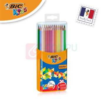 比克 BiC BIC比克Kids儿童Evolution环保无木彩色铅笔（24色）文具 儿童学生绘画彩铅涂色顺滑 24色