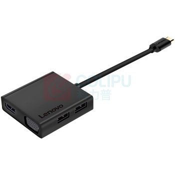 联想 lenovo 联想（Lenovo）Type-C扩展坞USB-C转HDMI/VGA转接头转换器苹果华为小米电脑拓展坞 C120 USB HUB分线器