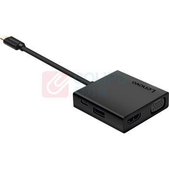 联想 lenovo 联想（Lenovo）Type-C扩展坞USB-C转HDMI/VGA转接头转换器苹果华为小米电脑拓展坞 C120 USB HUB分线器