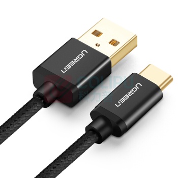 绿联 UGREEN 绿联 Type-C数据线 安卓手机充电线 USB-C快充转接头充电器电源线 支持华为P20/Mate20荣耀8 1米 40989深邃黑 编织线身-1米