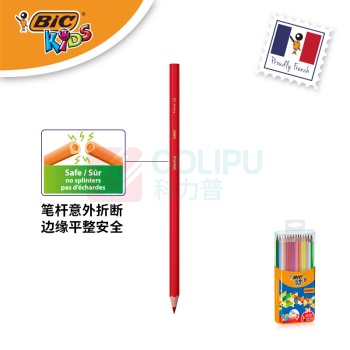 比克 BiC BIC比克Kids儿童Evolution环保无木彩色铅笔（24色）文具 儿童学生绘画彩铅涂色顺滑 24色