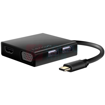 联想 lenovo 联想（Lenovo）Type-C扩展坞USB-C转HDMI/VGA转接头转换器苹果华为小米电脑拓展坞 C120 USB HUB分线器